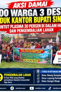 Ratusan Warga Tiga Desa Ketungau Hilir Geruduk Kantor Bupati Sintang, Tuntut Plasma 30 Persen di Dalam HGU dan Pengembalian Lahan